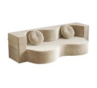 YAONJS Sofá Cama Seccional Plegable Y Compresible para Sala De Estar | Espacios Pequeños, Sofá Cama De Dos Plazas, Sofá Modular De Tela Tejida Sofá Comprimido En Caja(Off-white,200*100cm)