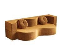 YAONJS Sofá Cama Seccional Plegable Y Compresible para Sala De Estar | Espacios Pequeños, Sofá Cama De Dos Plazas, Sofá Modular De Tela Tejida Sofá Comprimido En Caja(Yellow,200*100cm)