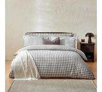 Yard Barton Cuadro Vichy Juego De Funda Nórdica - 100% Algodón Reversible Fundas De Almohada Oxford Suave Y Transpirable Ropa De Cama Premium (Gris - Super King - 260x220cm)