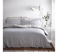 Yard furn Hebden Mélange Juego De Funda Nórdica De Algodón A Rayas - Ropa De Cama Reversible Ultra Suave (Azul/Gris - Super King - 260x220cm)