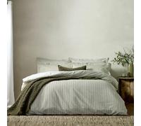 Yard furn Hebden Mélange Juego De Funda Nórdica De Algodón A Rayas - Ropa De Cama Reversible Ultra Suave (Aceituna - Super King - 260x220cm)