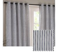 Yard furn Hebden Par De Cortinas con Ojales - Cortinas A Rayas con Forro De Algodón Ultrasuave (Azul Marino - 117x183cm)