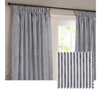 Yard furn Hebden Par De Cortinas Plisadas - Cortinas A Rayas con Forro De Algodón Ultrasuave (Marino - 168x183cm)