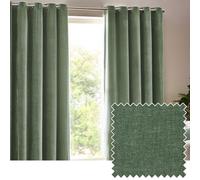 Yard Heavy Chenille Par De Cortinas con Ojales - Suave Filtrado De Luz Terciopelo Cortinas (Eucalipto - Ancho 117 x Largo 137cm)