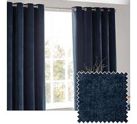 Yard Heavy Chenille Par De Cortinas con Ojales - Suave Filtrado De Luz Terciopelo Cortinas (Marino - Ancho 117 x Largo 137cm)