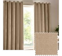 Yard Heavy Chenille Par De Cortinas con Ojales - Suave Filtrado De Luz Terciopelo Cortinas (Natural - Ancho 229 x Largo 229cm)