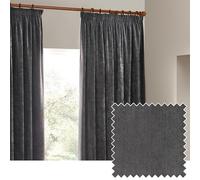 Yard Heavy Chenille Plisado De Lápiz Par De Cortinas - Suave Filtrado De Luz Terciopelo Cortinas (Carbón - Ancho 168 x Largo 229cm)