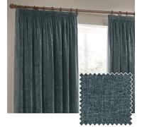 Yard Heavy Chenille Plisado De Lápiz Par De Cortinas - Suave Filtrado De Luz Terciopelo Cortinas (Marina - Ancho 229 x Largo 229cm)