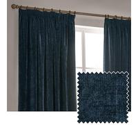 Yard Heavy Chenille Plisado De Lápiz Par De Cortinas - Suave Filtrado De Luz Terciopelo Cortinas (Marino - Ancho 168 x Largo 229cm)