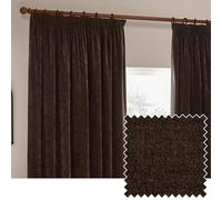 Yard Heavy Chenille Plisado De Lápiz Par De Cortinas - Suave Filtrado De Luz Terciopelo Cortinas (Marrón - Ancho 168 x Largo 137cm)
