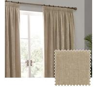 Yard Heavy Chenille Plisado De Lápiz Par De Cortinas - Suave Filtrado De Luz Terciopelo Cortinas (Natural - Ancho 117 x Largo 183cm)
