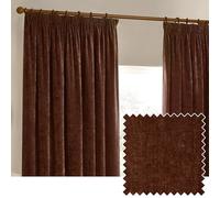 Yard Heavy Chenille Plisado De Lápiz Par De Cortinas - Suave Filtrado De Luz Terciopelo Cortinas (Nuez - Ancho 229 x Largo 137cm)