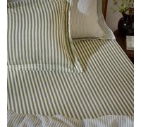 Yard Hebden Midi A Rayas Bajeras Ajustables - Sábana De Algodón 100% Ultrasuave con Rayas (Aceituna - Doble - 137x190x32cm)
