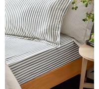 Yard Hebden Midi A Rayas Bajeras Ajustables - Sábana De Algodón 100% Ultrasuave con Rayas (Azul Marino - King UK Standard - 150x200x32cm)
