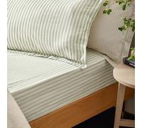 Yard Hebden Midi A Rayas Bajeras Ajustables - Sábana De Algodón 100% Ultrasuave con Rayas (Eucalipto - Individual - 90x190x32cm)