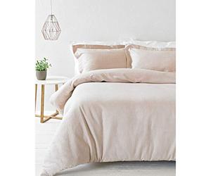 Yard Riva Paoletti Rey Duvet Cover Set Blush Pink Waffle Textura De La Armadura 2 X Oxford Frontera Fundas De Almohada Incluye 100% Algodón Lavable A Máquina 230 X 220 Cm (91" X 87" Pulgadas)