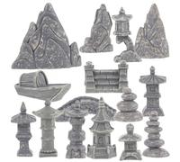 Yardenfun Decoración de Sala de Estar con Paisaje de montaña, Adorno de rocalla de Resina con Torre de Piedra y casa, 1 Juego, para Mesa de Arena y Micro Landscape Varios Estilos