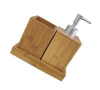 Yardenfun Juego De Accesorios De BañO De Bambú con Dispensador De JabóN Portacepillos Y Vaso Kit Completo para OrganizacióN Y Uso Diario En Hogar Y BañO