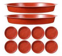 Yardwe 10 Piezas Bandeja de Agua para Plantas, Bandeja de Goteo Redonda para Macetas, PP Rojo, Recoge de Agua, Alta Dureza, para Jardinería, Plantas y Flowerpot