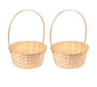 Yardwe 2 Piezas Cesta de Flores de Bambú Tejida a Mano, Beige, Decorativa | Natural, para Interior, para Frutas y Dulces, Forma Tejida, Estilo Atractivo, Uso Decorativo