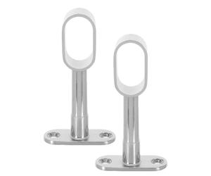Yardwe 2 Soportes para Barra de Armario de Acero Inoxidable, Altura Ajustable de 85 a 120 mm, Soporte de Techo con Ovalada, Accesorios para Barra de Cortina y Perchero