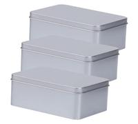 Yardwe Caja de Hojalata Rectangular Grande 3 Piezas con Tapa, Almacenamiento para Dulces y Joyas, Caja Metálica Decorativa para Bodas y Celebraciones, Resistente y Compacta para Obsequio
