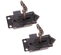 Yardwe Cerradura de la puerta del gabinete Cerradura de armario antigua Muebles decorativos Cerradura con llave y tornillos 2PCS