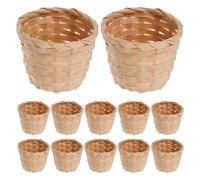 Yardwe Cesta de Almacenamiento de Bambú Resistente Deformación 12 Piezas Mini Tejidas a Mano para Organizar Accesorios y Exhibir Suculentas en Mesas y Estantes