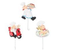 Yardwe Ganchos Adhesivos de Resina para Cocina y Baño, Juego de 3 Piezas con Diseño Chef para Colgar Accesorios y Utensilios, Montaje en Pared sin Perforar, Uso en Puertas y Paredes