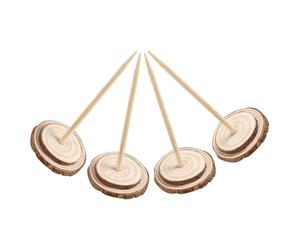 YARNOW 4 Piezas Base para Árbol de Navidad de Madera, Soporte Rústico | Madera Natural, Diseño de Rodaja Clavija, para Adornos Mini y Decoración de Mesa