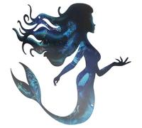 YARNOW Decoración de Pared Exterior de Sirena Little Mermaid en Hierro Azul para Jardín E Interior Diseño Artístico Elegante y Fácil Instalación