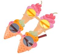 YARNOW Gafas de Fiesta Hawaianas de Plástico en Forma de Helado, 2 Piezas Ligeras y Adorables para Decoraciones en Fiestas de Playa y Carnavales