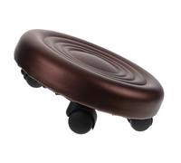 YARNOW Taburete Ruedas, Taburete Pequeño Redondo de PU, Marrón, Asiento Cómodo, Base de Acero Inoxidable y Plástico, para Casa y Salón de Uñas
