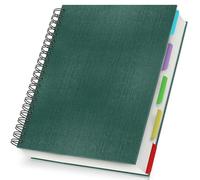 Yarotm Cuaderno A4 con Separadores - 100GSM Cuadriculado 5mm Papel Bloc de Notas Espiral A4 - Verde Oscuro Tapa Dura Notebook 21x28.5cm - 120 Hojas Libreta Grid para Apuntes