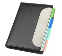 Yarotm Cuaderno A5 Cuadriculado - Negro Libreta Cuero PU - 100GSM Libreta A5 Cuadricula 5mm - 14x21cm Bloc de Notas A5-240 Páginas/120 Hojas Cuaderno de Anillas Diario Recargable