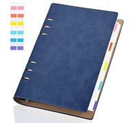Yarotm Libreta Anillas A5-150 Hojas Archivador de PU Cuero para el Colegio - 100GSM Hojas Blancas Carpeta con 6 Anillas 14x21cm - Cuaderno con Recambio para Diario, Regalo, Azul Oscuro