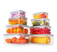 YASHE 16 Pieza Envases para Alimentos (8 envases, 8 tapas) Recipientes de Plástico Alimento con Tapas Herméticas, a Prueba de Fugas, Aptos para el Congelador, el Microondas y el Lavavajillas, Sin BPA
