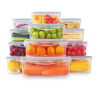 YASHE 24 Pieza Envases para Alimentos (12 envases, 12 tapas) Recipientes de Plástico Alimento con Tapas Herméticas, a Prueba de Fugas, Aptos para el Congelador, el Microondas y Lavavajillas, Sin BPA
