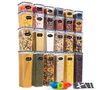 YASHE 24 Piezas Recipientes Herméticos para Alimentos, Botes Cocina, Plástico Sin BPA, con Tapas, para Almacenar Cereales, Pasta, Harina y Azúcar