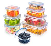 YASHE Envases para Alimentos, 16 Pieza (8 envases, 8 tapas), Recipientes de Plástico Alimento con Tapas Herméticas, a Prueba de Fugas, Aptos para el Microondas y el Lavavajillas, Sin BPA