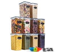 YASHE Recipientes para Alimentos, Botes Cocina, Herméticos, Plástico Sin BPA, con Tapas, para Almacenar Cereales, Pasta, Harina y Azúcar, 10 Piezas,1.5L