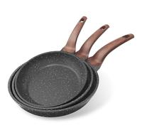 YASHE Set de 3 Sartenes Antiadherentes de 20/24/28 cm con Revestimiento de Granito - Compatibles con Inducción, Ligeras, Duraderas y Saludables para Cocina Diaria