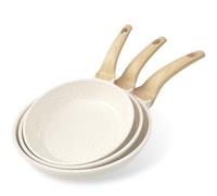YASHE Set de 3 Sartenes Antiadherentes de 20/24/28 cm con Revestimiento de Granito - Compatibles con Inducción, Ligeras, Duraderas y Saludables para Cocina Diaria