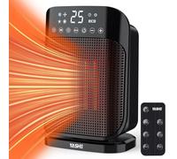 YASHE Ventilador Calefactor Cerámico 1800W, Calentador de Baño con Control Remoto, 3 Velocidades, Ahorro de Energía, Termostato, Temporizador de 24 Horas, Oscilación de 75°, Negro