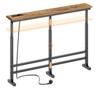 YATINEY Mesa de Sofá Industrial de 100 cm, Consola Estrecha, Mesa de Pasillo con Toma de CA, Puerto USB y Puerto Tipo C, para Sala de Estar, Pasillo, Entrada, Marrón Vintage y Negro, XCT33CBR
