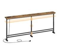 YATINEY Mesa de Sofá Industrial de 200 cm, Consola Estrecha, Mesa de Pasillo con Toma de CA, Puerto USB y Puerto Tipo C, para Sala de Estar, Pasillo, Entrada, Marrón Vintage y Negro, XCT09CBR