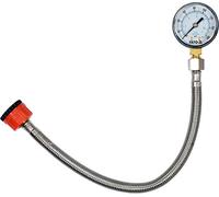YATO Medidor de presión de agua profesional con manómetro y manguera de acero inoxidable, rosca exterior de 3/4 y 1/2 pulgadas, manguera trenzada de acero inoxidable de 30 cm, máx. 11 bar, manómetro