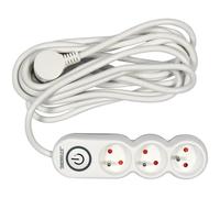YATO Regleta con interruptor, 3 enchufes, 5 m, seguridad infantil, cable alargador con tierra, protección de contacto, cable resistente, seguro para mascotas y niños, móvil