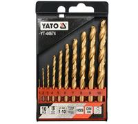 Yato yt-44674 - twist drill bit set hss-tin 10pcs 1-10mm