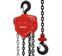 Yato YT-58953, grúa de cadena, 2000 kg, 3 metros, 3 mm, color negro, rojo, acero inoxidable, 17,5 kg